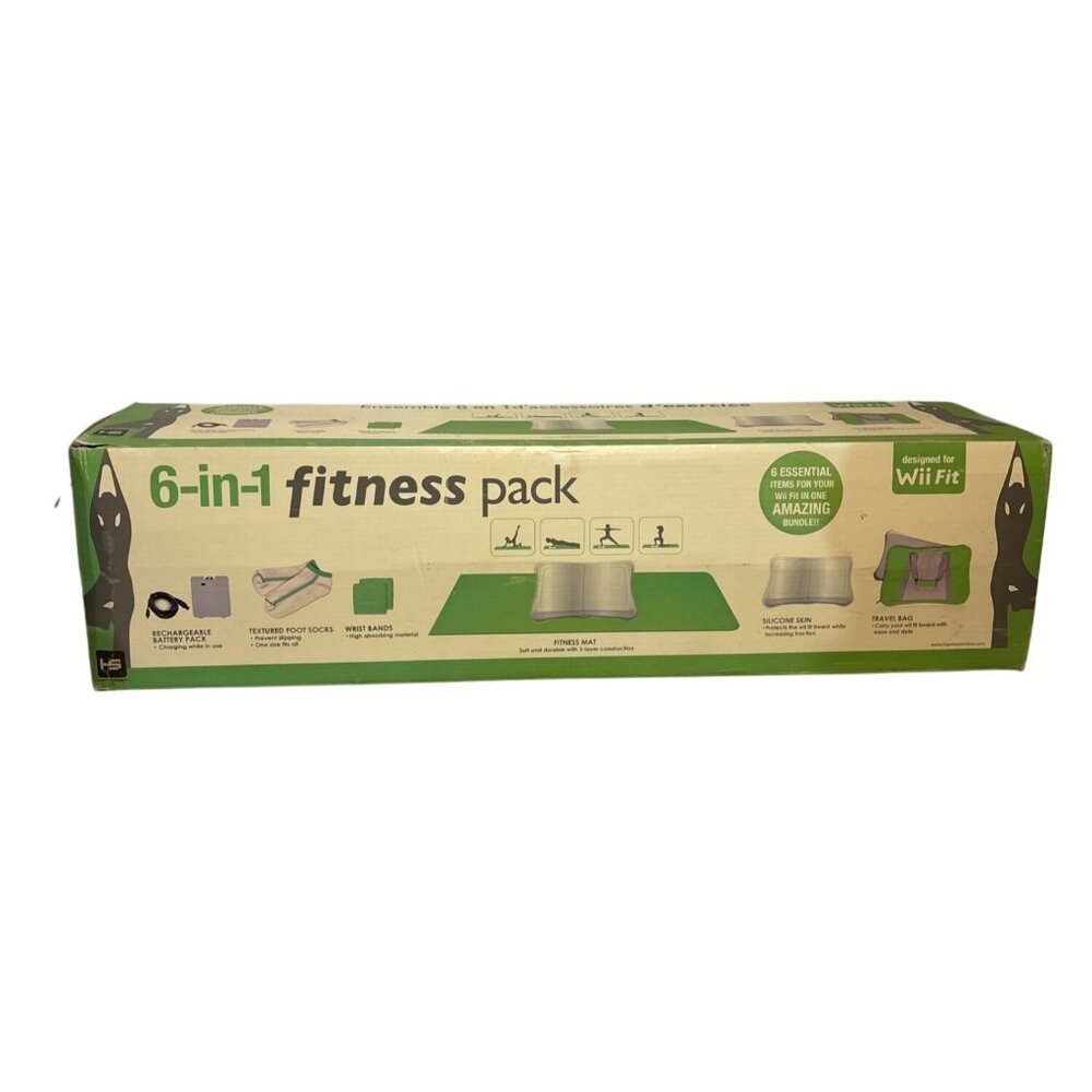 Wii Fit Fitness Pack 6-In-1 With Mat Bag Socks Bands & More Green